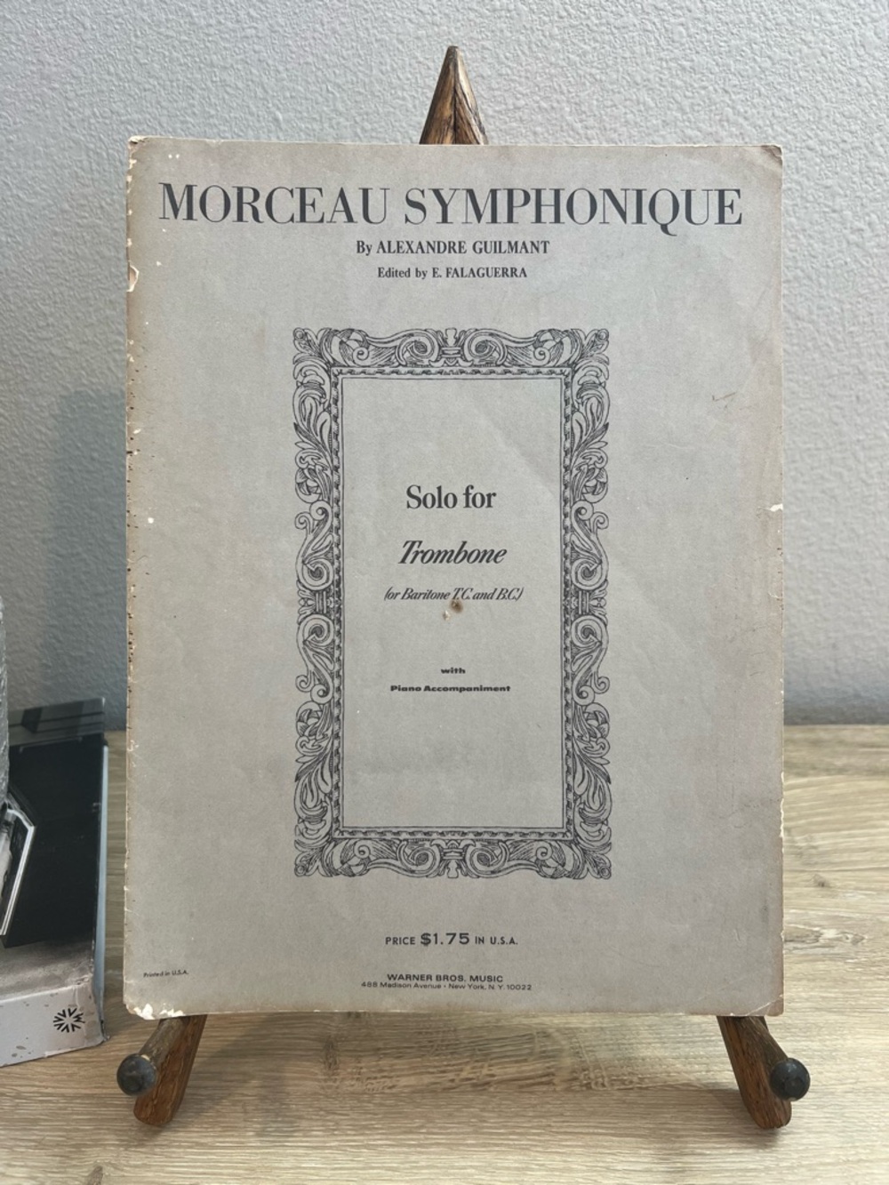 Vintage Guilmant Morceau Symphonique Trombone Baritone Sheet Music Remick